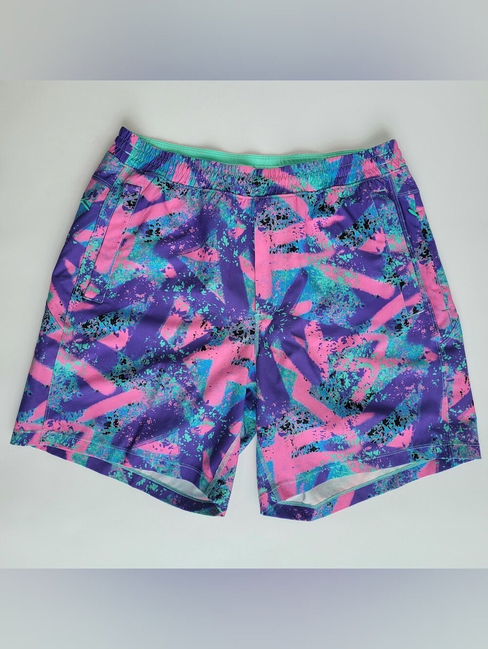 Birddogs Boom For Your Boomstick Shorts Men Large Purple Lined Pockets Colorful